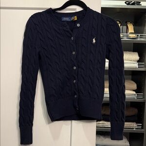 Polo by Ralph Lauren Navy Cable Knit Button Cardigan
